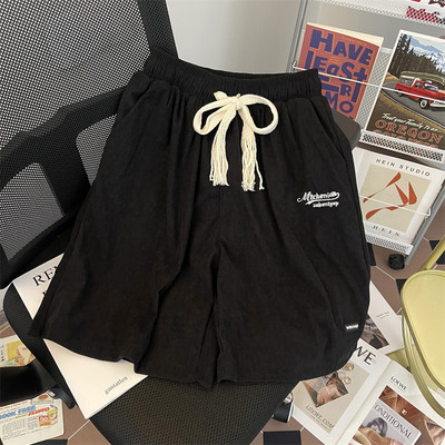 Japanske sportske kratke hlače s uzicom Muške jednostavne široke ležerne hlače srednje dužine širokih nogavica Muške hlače na pet točaka Muška sportska odjeća