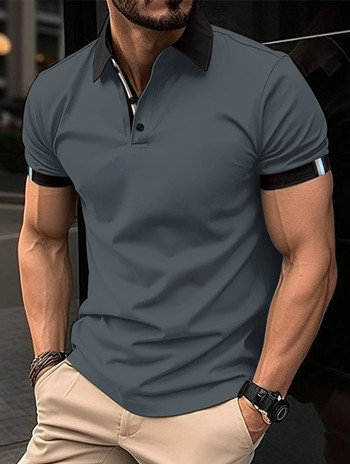 Нова мъжка тениска, класическа поло тениска с къс ръкав, летен топ, ежедневна тениска с копчета и ревери, голям S-XXXL, ежедневна тениска с поло