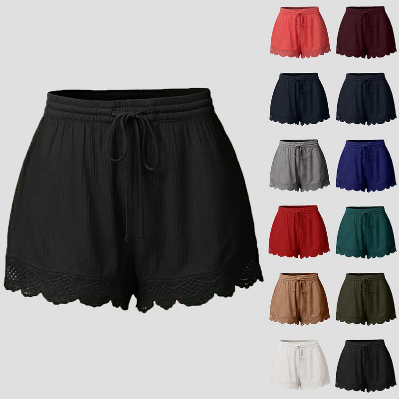 Pantaloni scurți din dantelă de vară 2024 pentru femei, cu frânghie, pentru sport, pentru yoga, mini pantaloni, la modă, ocazional, pantaloni scurți largi.