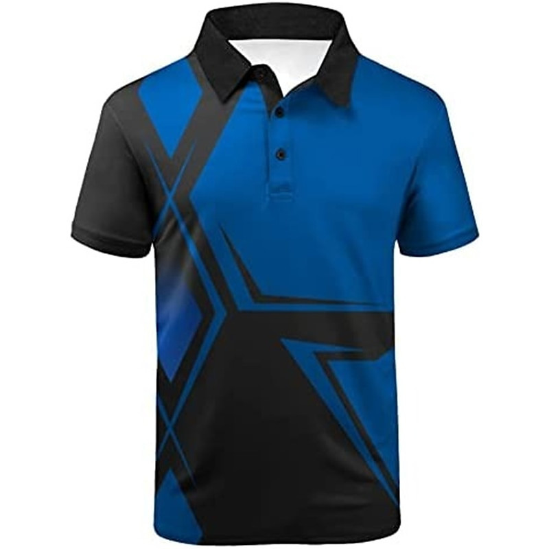 Modna muška polo majica za golf Polo majica s geometrijskim printom Majica kratkih rukava Ulična odjeća Ležerna prevelika muška odjeća Top Novo