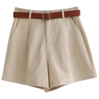 Elegantsed vööpüksid Naiste Moodsad valged laia säärega ülikonna lühikesed püksid Suvised daamid Korea kõrge vöökohaga kottis Kõik Match A Line lühikesed püksid