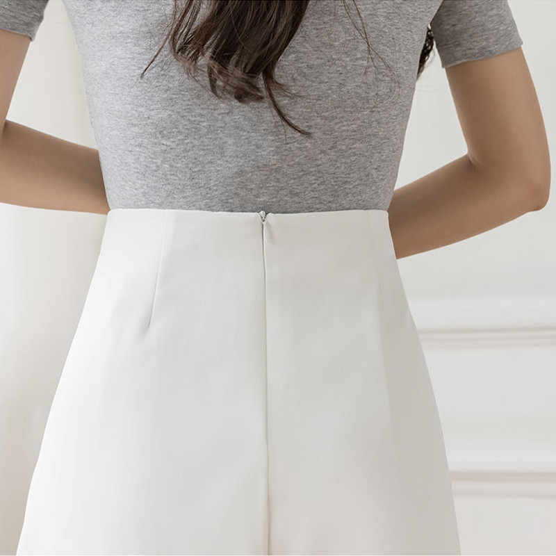 Pantaloni scurți albi noi de vară, damă, culoare uni, talie înaltă, fermoar, linie A, pantaloni largi, modă ocazională, îmbrăcăminte pentru femei