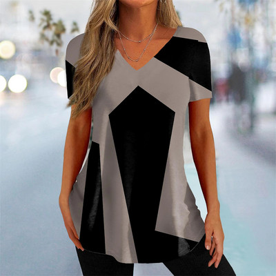 Uus naiste T-särk V-kaelusega mood Tänavarõivad Naiste vabaajarõivad Suvine lühikeste varrukatega pullover T-särk naistele
