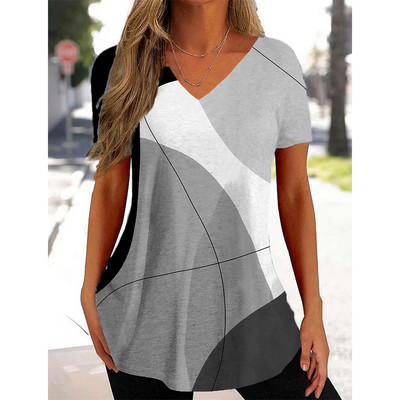 Uus naiste T-särk V-kaelusega mood Tänavarõivad Naiste vabaajarõivad Suvine lühikeste varrukatega pullover T-särk naistele