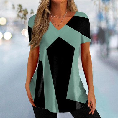 Uus naiste T-särk V-kaelusega mood Tänavarõivad Naiste vabaajarõivad Suvine lühikeste varrukatega pullover T-särk naistele
