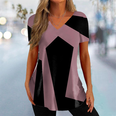 Uus naiste T-särk V-kaelusega mood Tänavarõivad Naiste vabaajarõivad Suvine lühikeste varrukatega pullover T-särk naistele