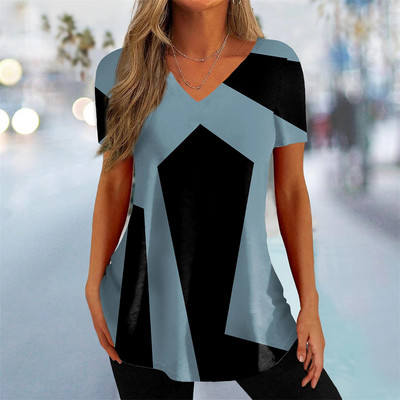 Uus naiste T-särk V-kaelusega mood Tänavarõivad Naiste vabaajarõivad Suvine lühikeste varrukatega pullover T-särk naistele