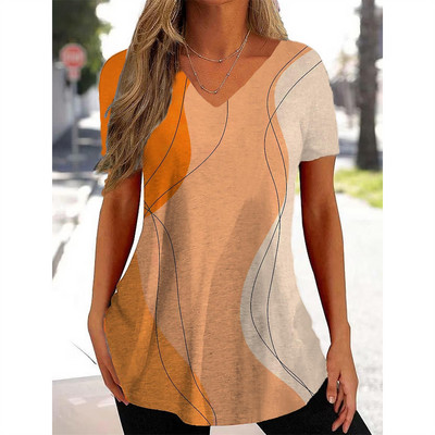 Uus naiste T-särk V-kaelusega mood Tänavarõivad Naiste vabaajarõivad Suvine lühikeste varrukatega pullover T-särk naistele