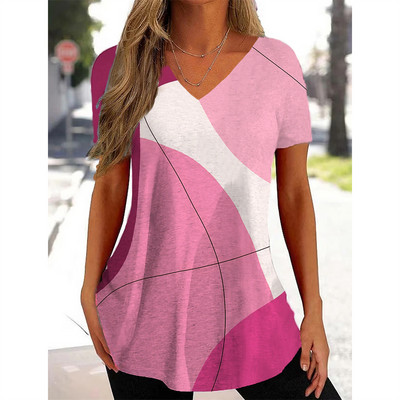 Uus naiste T-särk V-kaelusega mood Tänavarõivad Naiste vabaajarõivad Suvine lühikeste varrukatega pullover T-särk naistele