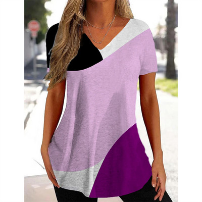 Uus naiste T-särk V-kaelusega mood Tänavarõivad Naiste vabaajarõivad Suvine lühikeste varrukatega pullover T-särk naistele