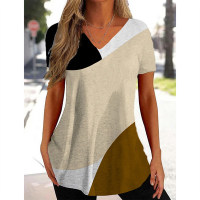 Uus naiste T-särk V-kaelusega mood Tänavarõivad Naiste vabaajarõivad Suvine lühikeste varrukatega pullover T-särk naistele