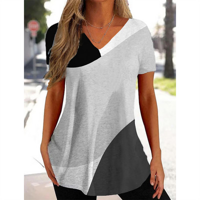 Uus naiste T-särk V-kaelusega mood Tänavarõivad Naiste vabaajarõivad Suvine lühikeste varrukatega pullover T-särk naistele