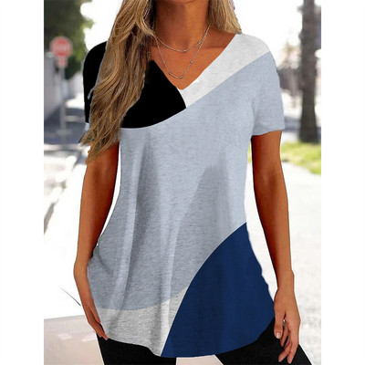 Uus naiste T-särk V-kaelusega mood Tänavarõivad Naiste vabaajarõivad Suvine lühikeste varrukatega pullover T-särk naistele
