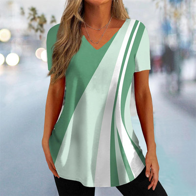 Uus naiste T-särk V-kaelusega mood Tänavarõivad Naiste vabaajarõivad Suvine lühikeste varrukatega pullover T-särk naistele