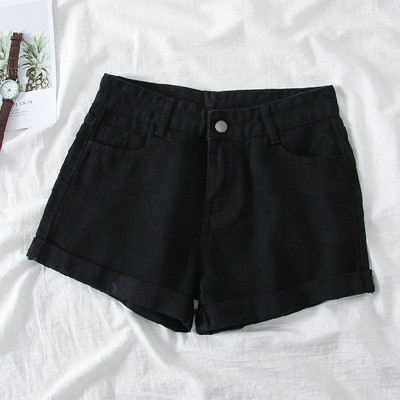 Koreai stílusú Edge Curl Farmer rövid nadrágok Női Summer Emipire Derék Laza A-vonalú rövid farmerek Divat Mindenhez passzoló Trend Jean
