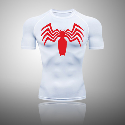 Επώνυμα ανδρικό αθλητικό μπλουζάκι Quick Dry Μπλουζάκι με κοντό μανίκι συμπίεση αντιηλιακής προστασίας για τρέξιμο Top μαύρο μπλουζάκι Bodybuilding S-4XL