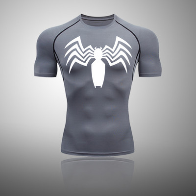 Επώνυμα ανδρικό αθλητικό μπλουζάκι Quick Dry Μπλουζάκι με κοντό μανίκι συμπίεση αντιηλιακής προστασίας για τρέξιμο Top μαύρο μπλουζάκι Bodybuilding S-4XL