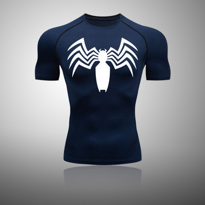 Επώνυμα ανδρικό αθλητικό μπλουζάκι Quick Dry Μπλουζάκι με κοντό μανίκι συμπίεση αντιηλιακής προστασίας για τρέξιμο Top μαύρο μπλουζάκι Bodybuilding S-4XL