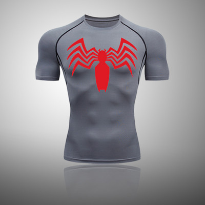 Επώνυμα ανδρικό αθλητικό μπλουζάκι Quick Dry Μπλουζάκι με κοντό μανίκι συμπίεση αντιηλιακής προστασίας για τρέξιμο Top μαύρο μπλουζάκι Bodybuilding S-4XL