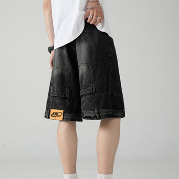 American High Street Denim Shorts Модни мъжки свободни ежедневни персонализирани изпрани пет четвърти панталони Мъжки дънки Мъжки дрехи