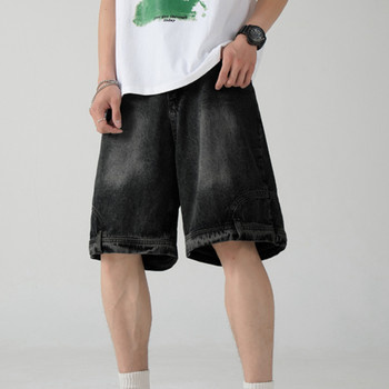 American High Street Denim Shorts Модни мъжки свободни ежедневни персонализирани изпрани пет четвърти панталони Мъжки дънки Мъжки дрехи