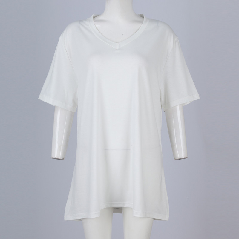 Ženska majica velikih veličina Modna jednobojna majica kratkih rukava Široka ležerna ženska odjeća Ljetna majica s V izrezom Ženske majice