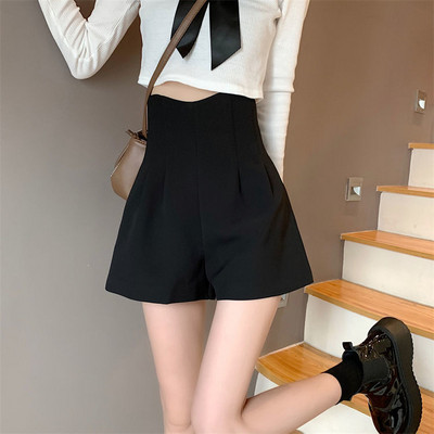 S-4XL Magas derekú rövidnadrág Női Retro Nyári Elegáns Solid Harajuku Irodai Női Divat Alkalmi táskás koreai Egyszerű Mujer széles láb