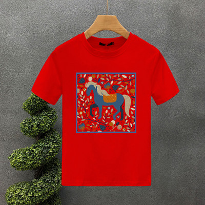 Ljetne majice za par s otiskom na slova, pamuk u stilu konja Luksuzna marka Harajuku, muška/ženska majica kratkih rukava, azijska veličina S-7XL