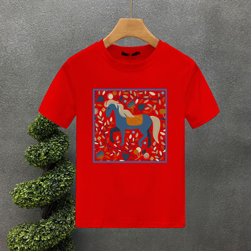 Ljetne majice za par s otiskom na slova, pamuk u stilu konja Luksuzna marka Harajuku, muška/ženska majica kratkih rukava, azijska veličina S-7XL