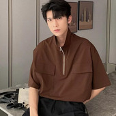 Vară Tricou fără mâneci, cu guler înalt, cu jumătate de fermoar