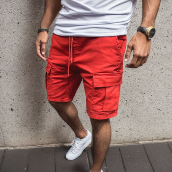Мъжки ежедневни спортни шорти с джобове Активни дамски плътни шорти за бягане Тренировка Спортни панталони Джобове Шорти с шнурове