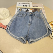 Pantaloni scurți din denim cu picioare largi Femei Ulzzang Ins Talie înaltă Damă Loose Summer Ins Temperament All-match Street Style Simplu Coreean S-3XL