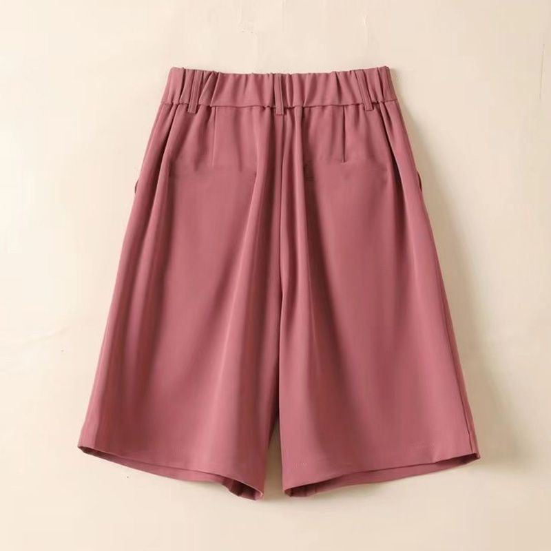 Jednobojne, ležerne, ležerne, visokog struka, širokih džepova na nogavicama, široke ženske kratke hlače, korejska moda, kratke hlače za ljeto 2024.