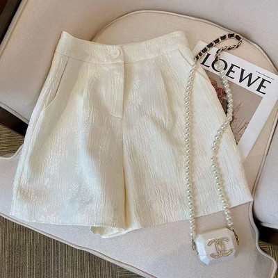 Ženska odjeća, modne široke jednobojne jacquard kratke hlače, ljetne ženske korejske sveobuhvatne hlače s džepovima i visokim strukom, temperamentne hlače