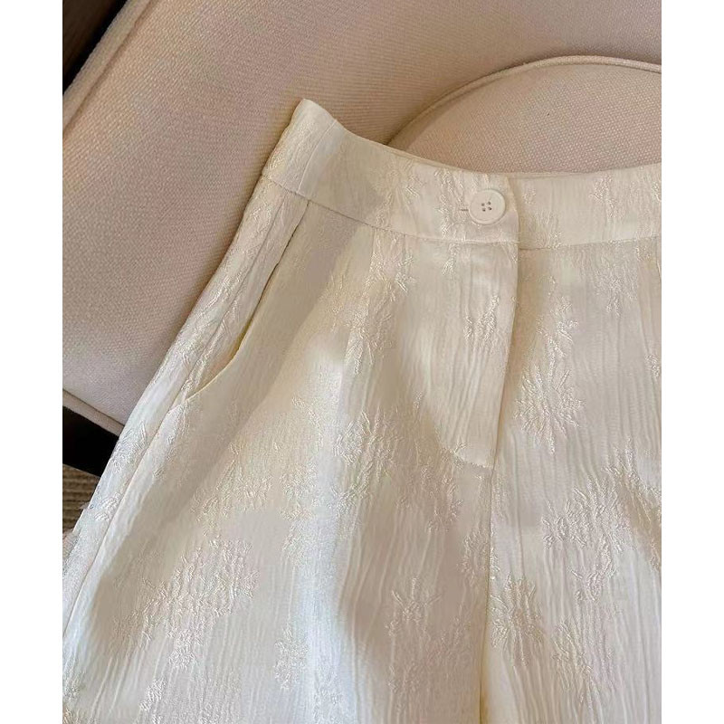 Ženska odjeća, modne široke jednobojne jacquard kratke hlače, ljetne ženske korejske sveobuhvatne hlače s džepovima i visokim strukom, temperamentne hlače