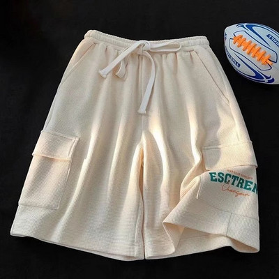 Ανδρικά σορτς Cargo 2024 Καλοκαιρινά Vintage Streetwear Φαρδύ ίσιο κοντό παντελόνι Φαρδύ χαλαρό αθλητικό σορτς πέντε σημείων με κορδόνια