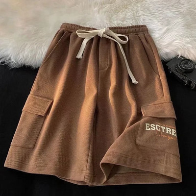 Ανδρικά σορτς Cargo 2024 Καλοκαιρινά Vintage Streetwear Φαρδύ ίσιο κοντό παντελόνι Φαρδύ χαλαρό αθλητικό σορτς πέντε σημείων με κορδόνια