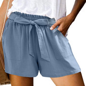 Γυναικείο σορτς με παπιγιόν με γραβάτα στη μέση καλοκαιρινό σορτς με τσέπες Μονόχρωμο κοντό παντελόνι Γυναικείο σορτς με κορδόνια γυναικεία ρούχα