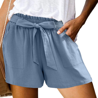 Γυναικείο σορτς με παπιγιόν με γραβάτα στη μέση καλοκαιρινό σορτς με τσέπες Μονόχρωμο κοντό παντελόνι Γυναικείο σορτς με κορδόνια γυναικεία ρούχα