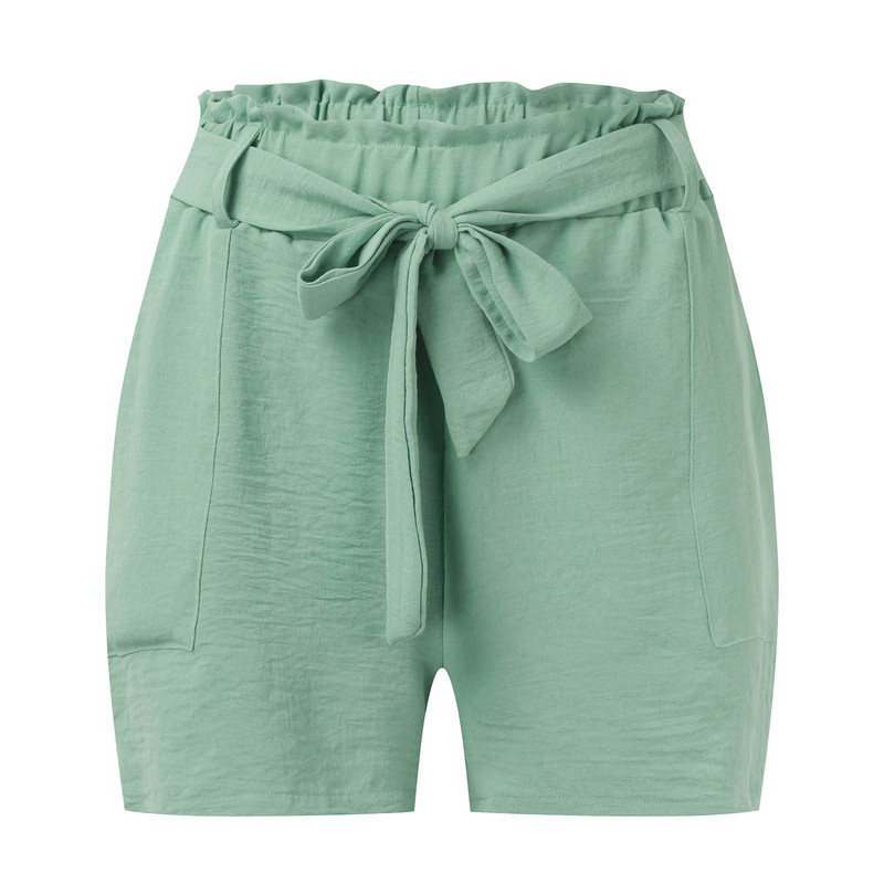 Γυναικείο σορτς με παπιγιόν με γραβάτα στη μέση καλοκαιρινό σορτς με τσέπες Μονόχρωμο κοντό παντελόνι Γυναικείο σορτς με κορδόνια γυναικεία ρούχα