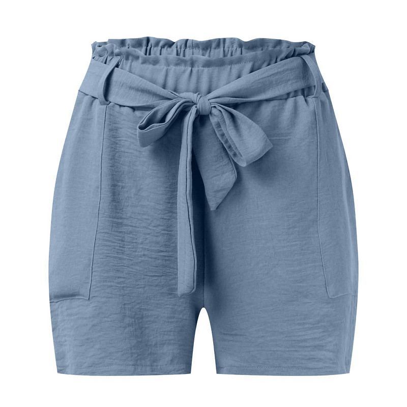 Γυναικείο σορτς με παπιγιόν με γραβάτα στη μέση καλοκαιρινό σορτς με τσέπες Μονόχρωμο κοντό παντελόνι Γυναικείο σορτς με κορδόνια γυναικεία ρούχα