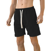 Muške pletene teksturirane vrpce Elastične labave ležerne kratke hlače Muška odjeća 2024. Novi moderni i jednostavni ležerni gumbi