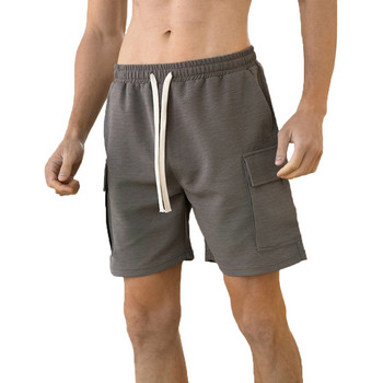 Мъжки плетени текстурирани шнурове Еластични свободни ежедневни къси панталони Мъжки дрехи 2024 г. Нови модерни и прости ежедневни копчета