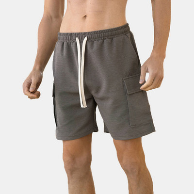 Muške pletene teksturirane vrpce Elastične labave ležerne kratke hlače Muška odjeća 2024. Novi moderni i jednostavni ležerni gumbi