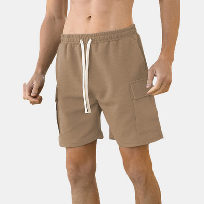 Muške pletene teksturirane vrpce Elastične labave ležerne kratke hlače Muška odjeća 2024. Novi moderni i jednostavni ležerni gumbi