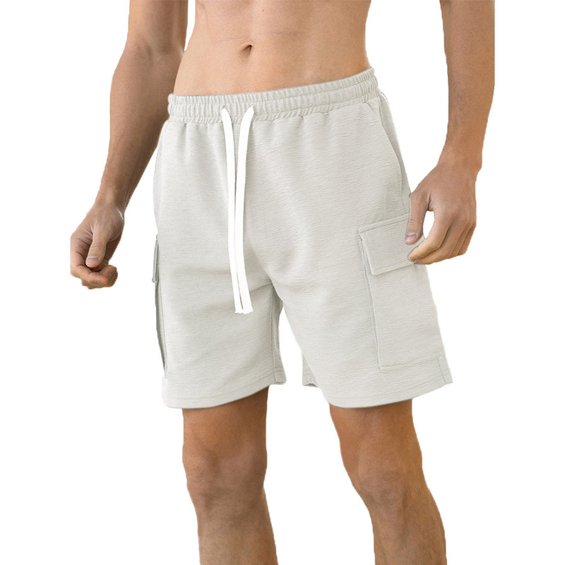 Muške pletene teksturirane vrpce Elastične labave ležerne kratke hlače Muška odjeća 2024. Novi moderni i jednostavni ležerni gumbi