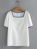 Ženska odjeća velikih veličina Majica kratkih rukava Četvrtasti ovratnik Pamuk Neelastični tanki pulover Majice velike veličine u ljetnoj odjeći