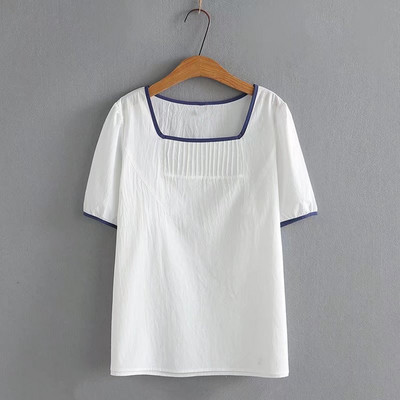 Ženska odjeća velikih veličina Majica kratkih rukava Četvrtasti ovratnik Pamuk Neelastični tanki pulover Majice velike veličine u ljetnoj odjeći