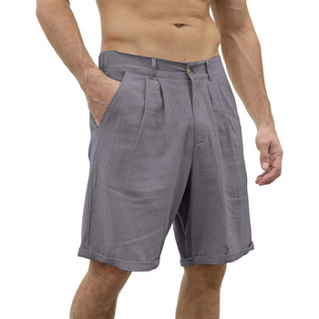 Мъжки летни къси панталони с еластична талия Ежедневни свободни панталони Широки спортни панталони с едноцветен дизайн и S XL размери