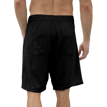 Мъжки летни къси панталони с еластична талия Ежедневни свободни панталони Широки спортни панталони с едноцветен дизайн и S XL размери
